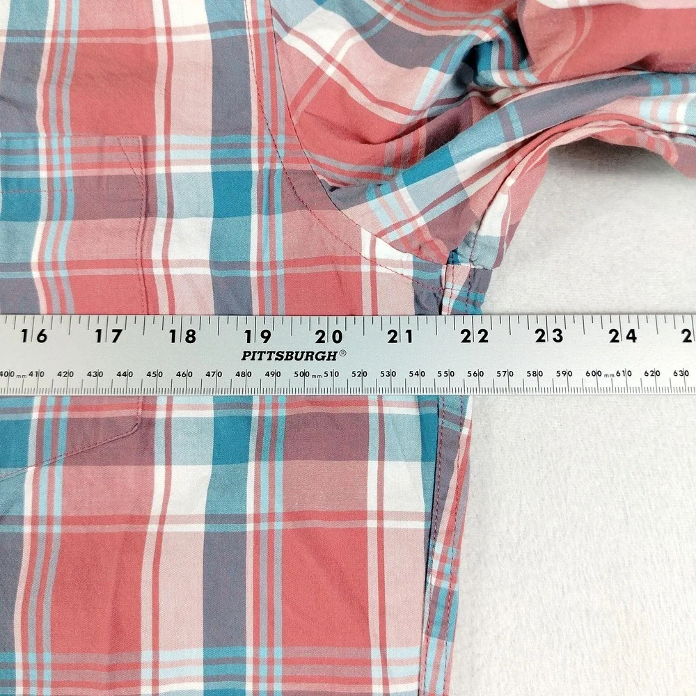 J Crew Shirt Mens Medium Red Blue Plaid‎ Classic Flex Washed Button Down Casual